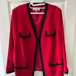 Kasper Red Blazer with Black Accents